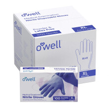 Guanti Medici Nitrile OWELL - 4mil Senza Polvere, Senza Lattice, Resistenti a Chimici, Certificati Chemo