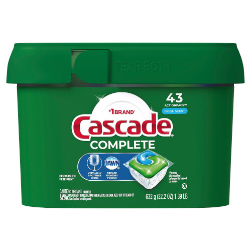 Cascade Complete Capsule per Lavastoviglie, Detergente con Profumo Fresco e Potere Dawn, 43 Pezzi