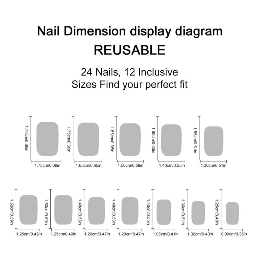 Hue-Grain 24Pcs Ombre Glitter Press On Nails Medium Length
