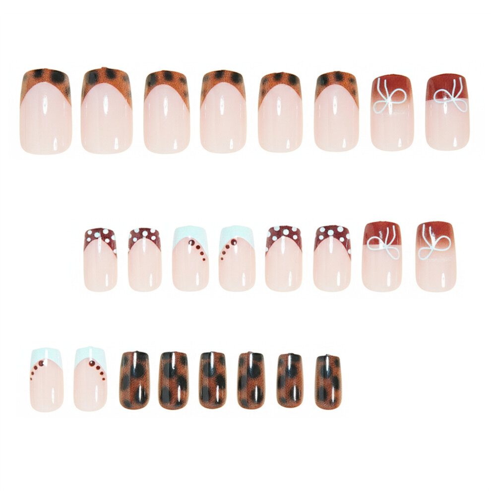 Zhouq-Outdoors Leopard Print Press On Nails - 24Pcs Reusable