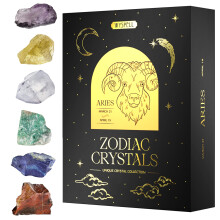 Set de Cristaux Wyspell Aries - 6 Cristaux Bruts et Pierres de Guérison - Cadeaux Zodiacaux pour Femmes - Anniversaire Aries