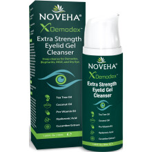 NOVEHA Gel Nettoyant pour Paupières Extra Fort - Demodex, MGD, Yeux Secs - Vitamine B5, Huile d'Arbre à Thé
