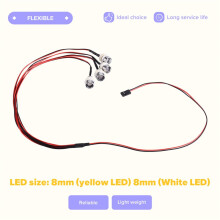 2PCS 4LED LED Light Headlights Taillight 8mm for Hsp Redcat Rc4wd Axial Scx10 D90 RC Car Crawler