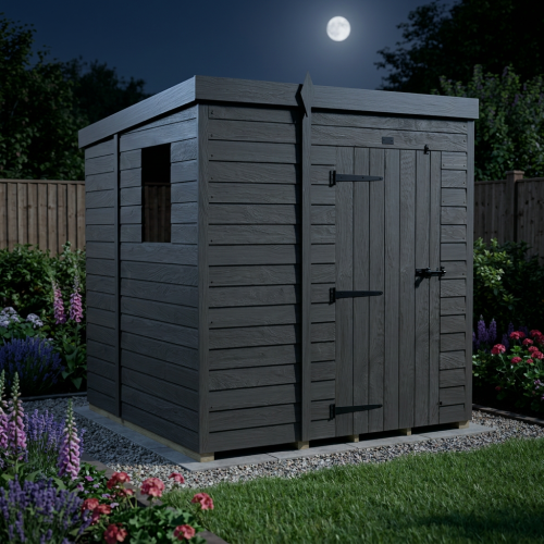 5x6 Pent Composite Shed Tanalised (Single Door, With Windows) 2