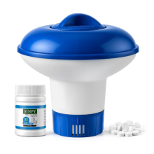 100g Chlorine Tablets with Floating Dispenser for Swimming Pools, Hot Tubs, Spas & Paddling Pools Water Treatment
