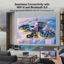 Projector 4k Video Portable Android Bluetooth5.0 Speaker Wifi6 Home Theater Tv Smartphone Native 720P US PLUG