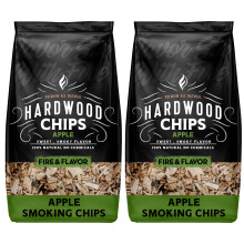 Fire & Flavor Premium Naturliga Hard Wood Rökchips, 2-Pack, 2 Pund, Apple
