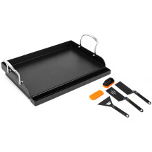 QuliMetal 17" x 13" Gietijzeren Grill Griddle Kit, Vooraf Geïntegreerde Platen met Veilige Gereedschappen