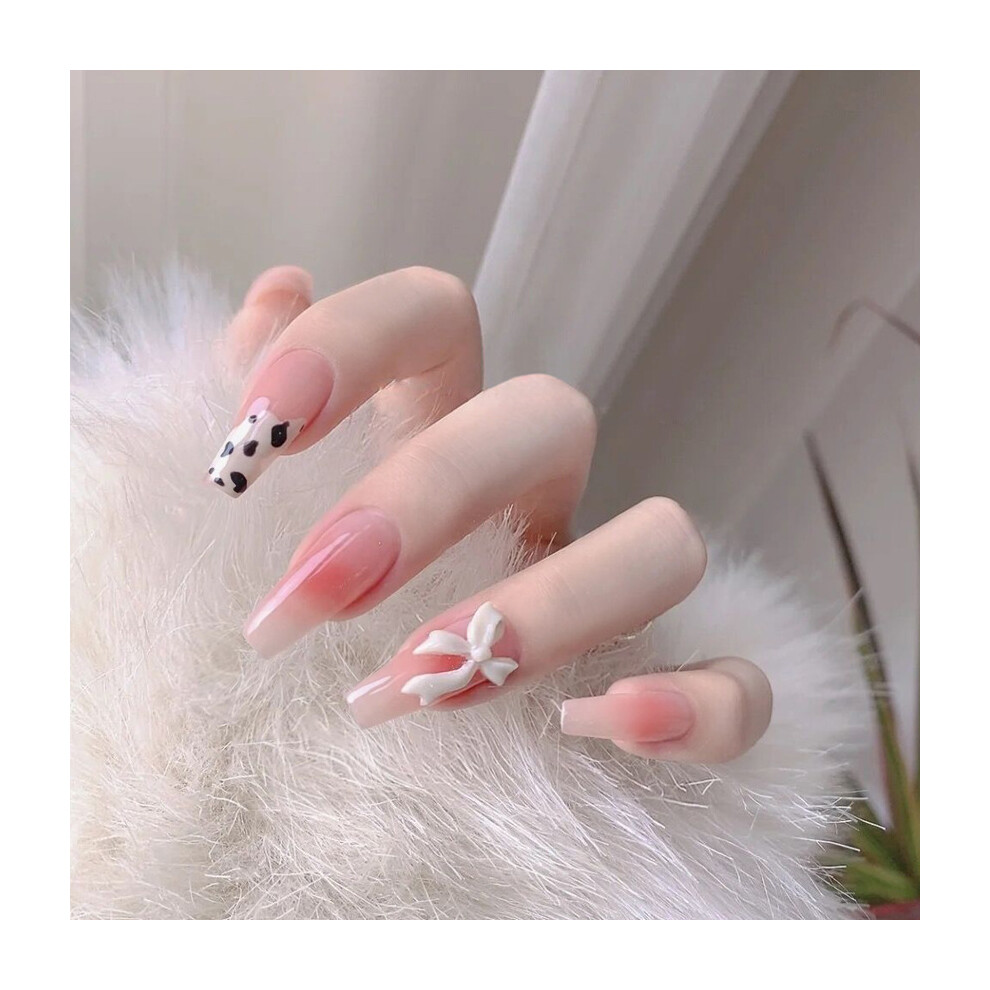 Phui-Pet-Supplies 24Pcs Bow Nail Patches, Removable & Fashionable