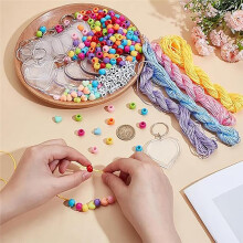 702-Piece DIY Keychain Making Kit - Set Including Beads, Frames, and Cords
