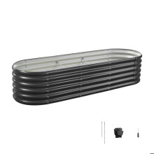 Potager Surélevé en Métal 200x60x42 cm-Duoku-Carré de Jardinage Ovale avec Fond Ouvert-Idéal pour la Culture de Légumes-Fleurs