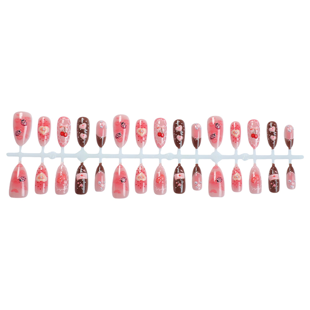 Zhouq-Outdoors French Pink Lip Press On Nails - Reusable & Long Lasting