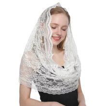 Vintage Lace Veil for Formal Occasion Latin Mass Lace-White