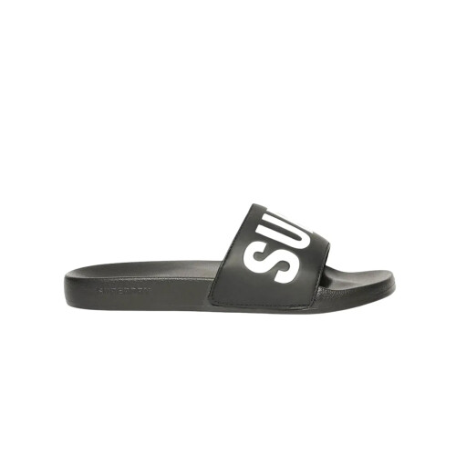 Superdry Mens Superdry Pool Slides - Black/Optic - 8-9