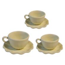 Miniatur-Kaffeetasse und Teller-Set in 3 Größen für 1/12-Gelb
