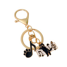 Fashion Music Cats Keyholders Music Note Keychain Cats Piano- B