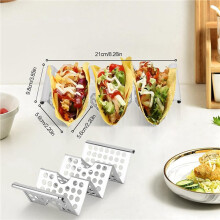 Tacohouderstandaard, 12 Stuks Roestvrijstalen Standaardrek met Handgrepen, Tacobak voor Maximaal 3 Taco'S, Tacorekstandaards