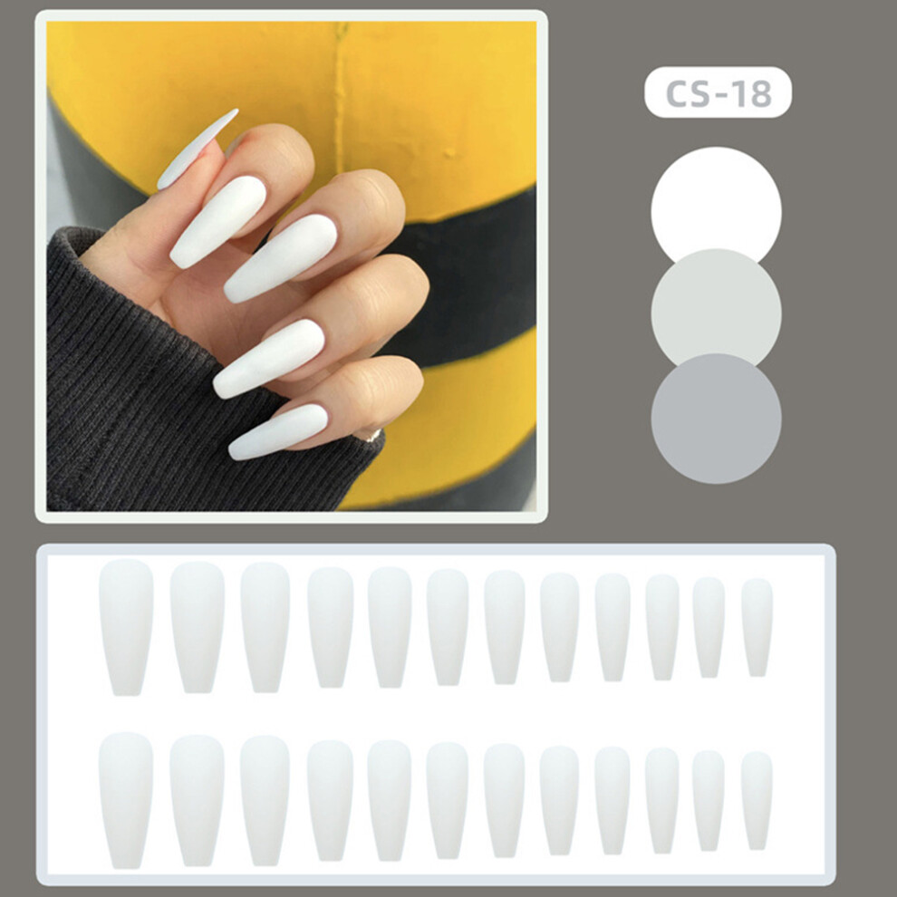 Zhouq-Outdoors (Jelly Glue Model) 24Pcs Ballerina False Nails W/ Glue, Solid Color