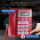 Vaste telefoon met vaste telefoon, grote knop,-Rood 7