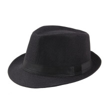 Chapeau Fedora Ă bord court, couleur unie, classique,-Noir