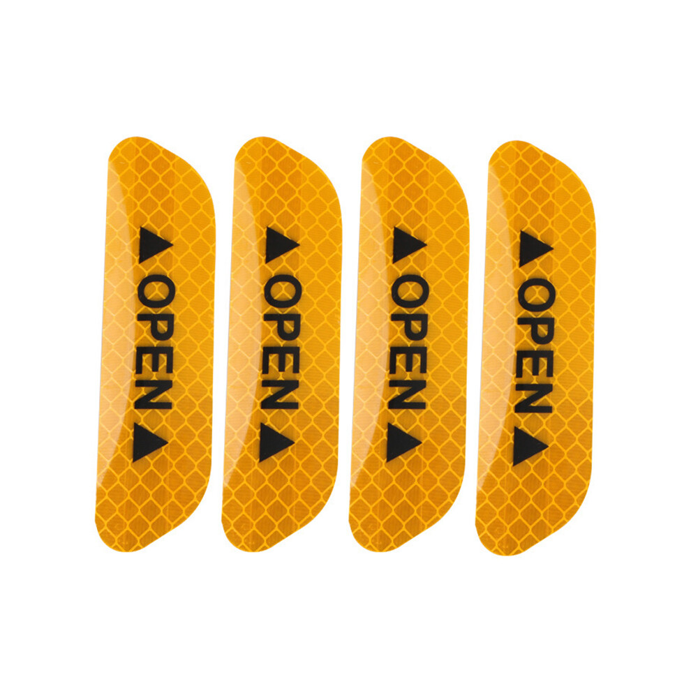 (Yellow) 4Pcs Car Safety Stickers Reflective Tape Universal Yellow 6032318964266