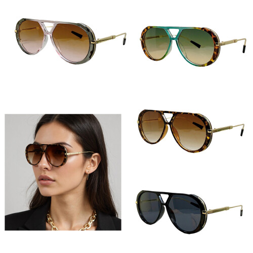 Lunettes de soleil modernes à imprimé-Cadre vert léopard 2