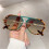Lunettes de soleil modernes à imprimé-Cadre vert léopard 6