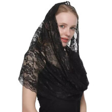 Elegante Kanten Mantilla Sluier voor Bruiloft Traditionele-Zwart