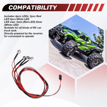 3PCS 4LED LED Light Headlights Taillight 5mm for Hsp Redcat Rc4wd Axial Scx10 D90 RC Crawler
