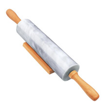 Rodillo de Mármol con Mangos de Madera y Soporte de Madera, Rodillos de Mármol para Hacer Masa de Pizza y Tortillas