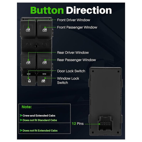 23427098 Power Window Master  for  Colorado 2014-2021, Direct Replacement Driver Side Control Panel 1