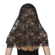 Muslims Wedding Veil Mantilla Veil Latin Mass Lace Flower-Black