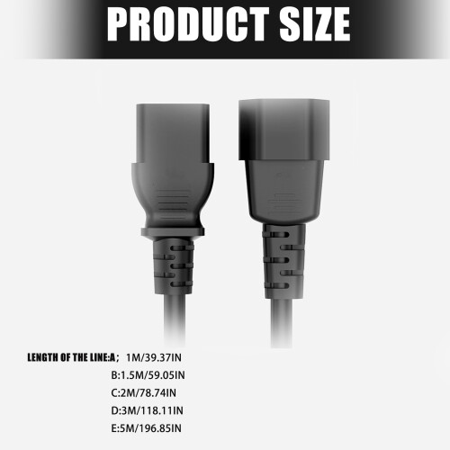 Câble d'alimentation 18AWG IEC C13 C14 pour application-1,5m 2