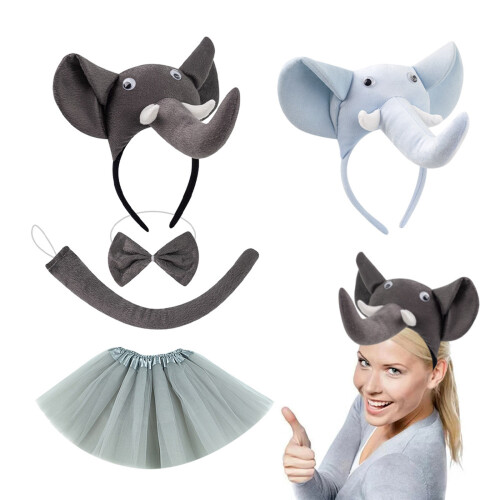 Elephant Costume Set Elephant Ear Headband Tail-Threensional su 2