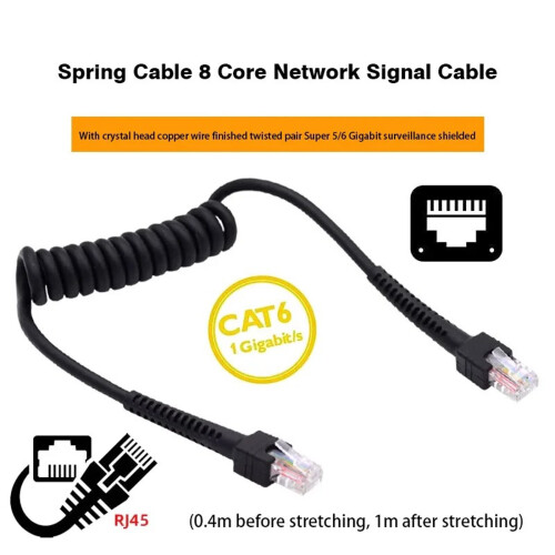 Cat6 Spring Networking Cable 8 Cored 1000Mbps Ethernet Cord-1m 2