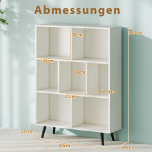 Dreistöckiges Bücherregal mit Holzbeinen (80 cm) und Kippsicherung