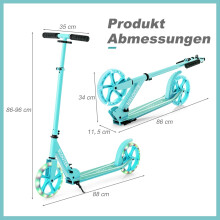 Faltbarer Scooter mit 110 kg Tragkraft, verstellbaren LED-Rädern