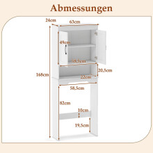 WC-Überbauschrank, verstellbarer Einlegeboden, 168 cm