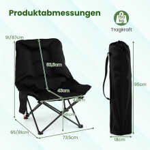 Opvouwbare campingstoel, verstelbare rugleuning, zijvak