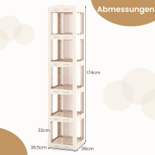 360 drehbares Bücherregal, faltbar, transparent, 174 cm