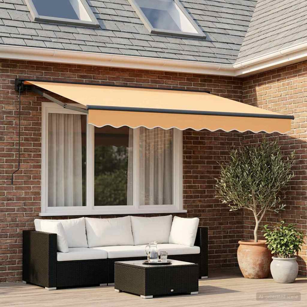 Vidaxl Retractable Awning Sand 3.5 X 2.5 M Polyester And Aluminium
