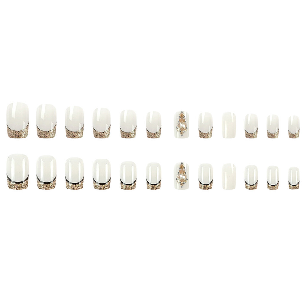 Dcph-Clothing Glitter Tip Press-On Nails, Durable & Comfortable