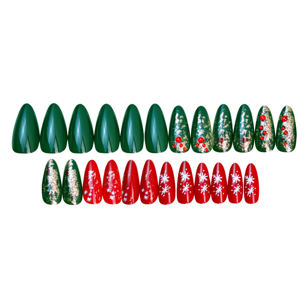 Reach-Tools 24Pcs Glitter Press On Nails For Christmas Party