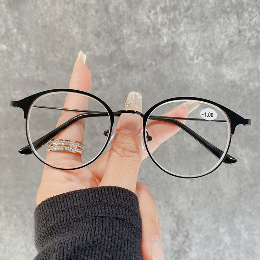 Reach-Tools (Black Frame, No Degree) Retro Round Anti-Eyestrain Glasses For Women