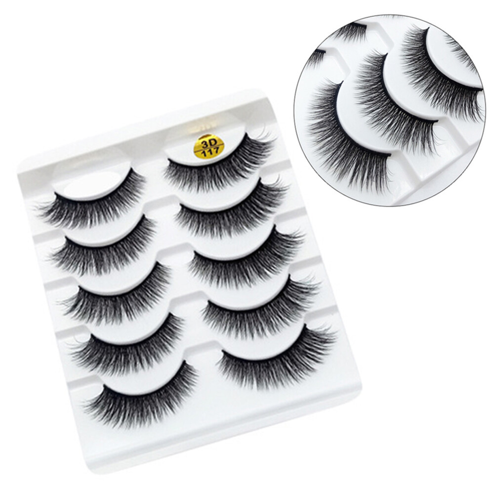 Phui-Pet-Supplies 3D Fluffy Eyelashes - 5 Pairs Natural