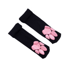 Cute Cat Paw Thigh High Stockings Over Knee Stockings-Black