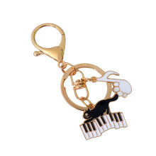 Music Note Keychain Music Cats Keyrings Bag Charm Car-D