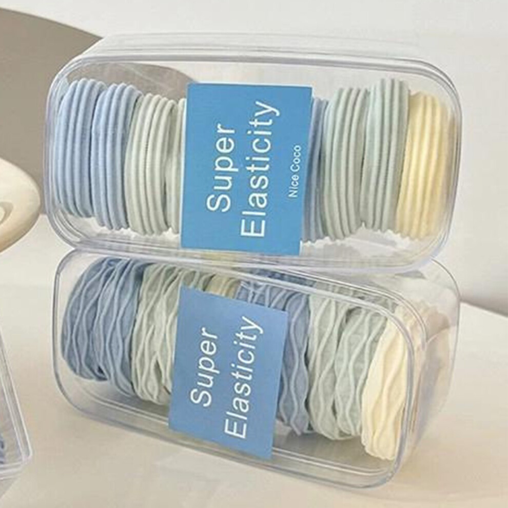 Hue-Grain Blue Elastic Hair Ties For Thick Hair