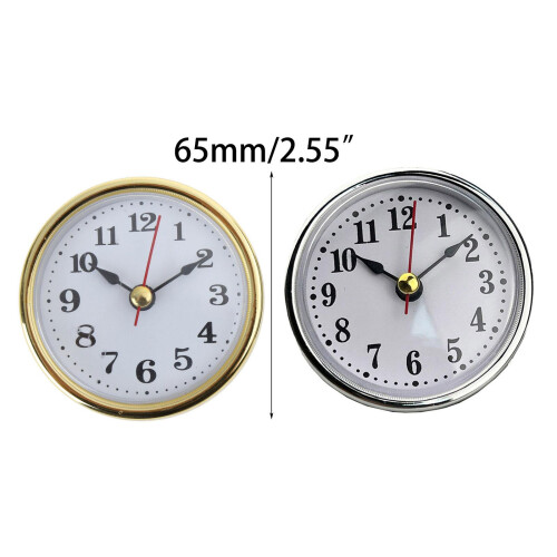 Mini Clock Insert 2-1/2Inch 65mm Round Movement Clock-Silver 2