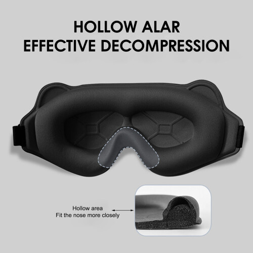 (Black 【MY005】) 3D Memory Foam Sleep Mask, Adjustable & Light Blocking 2